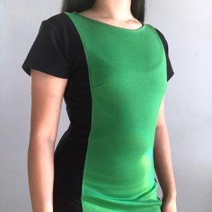 Color block form fitting business casual dress